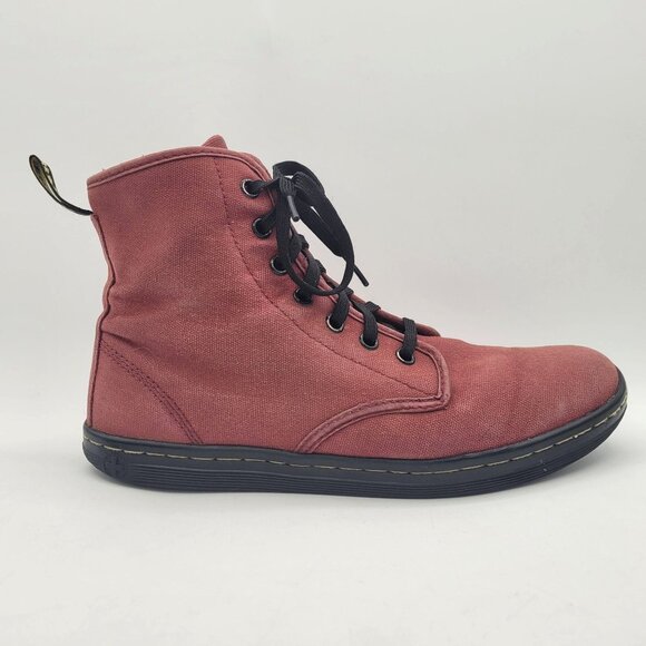 Dr. Martens Shoreditch Women's Sz 9 Canvas High Top Sneakers Boots Red - Picture 2 of 16